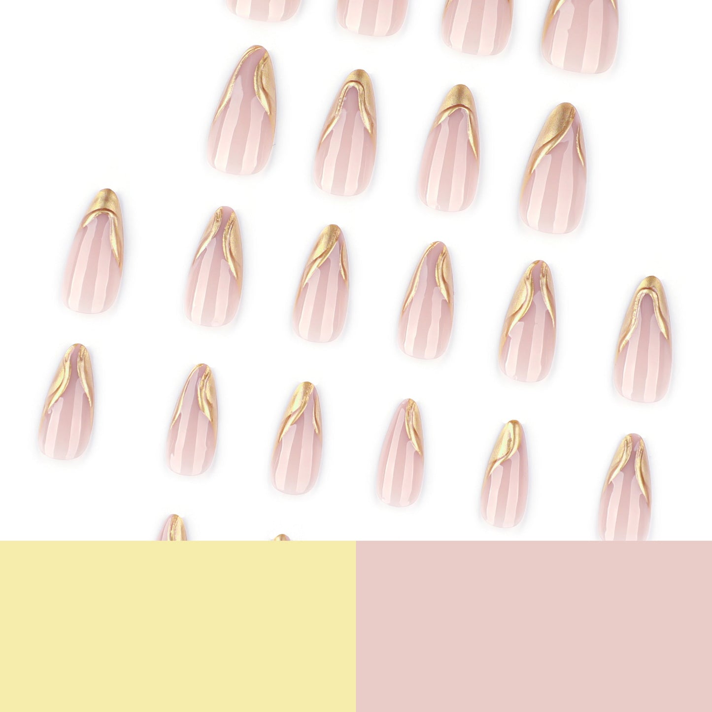 3D bronzing short almond press on nails